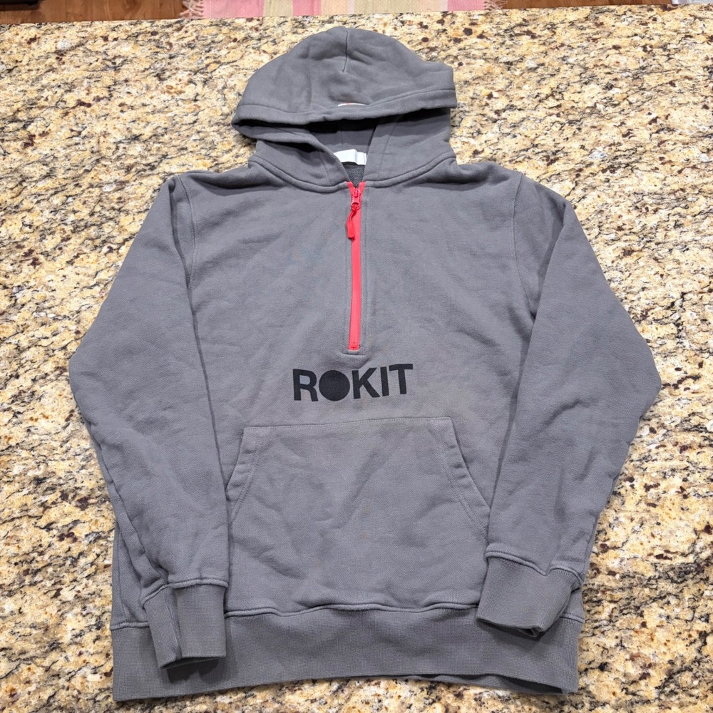 ROKIT Gray Quarter Zip Hoodie Real Ones Know Its True Sweatshirt Small ws